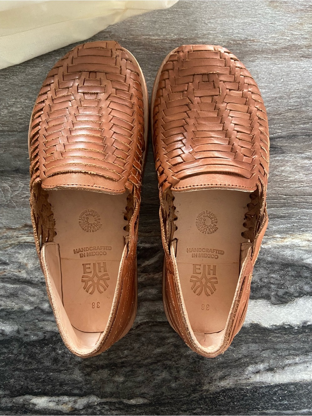 Handcrafted Brown Leather Huarache Slip-On Loafers